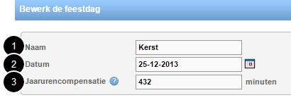 Ook zijn nieuwe feestdagen toe te voegen. Feestdagen toevoegen/bewerken Vervolgens kun je een feestdag aanmaken. 1.