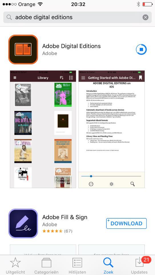 ebooks downloaden op mobiele apparaten STAP #1 Download de gratis Adobe