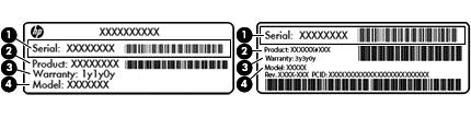 Servicelabel Biedt belangrijke informatie voor het identificeren van uw computer. Wanneer u contact opneemt met Support, moet u waarschijnlijk het serie-, product- en modelnummer opgeven.