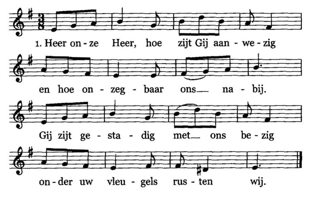 We zijn stil, de klok slaat tien keer De bijbel wordt neergelegd en de kaarsen worden aangestoken. We zingen als openingslied: Heer onze Heer, hoe zijt Gij aanwezig (NLB 275) 2.