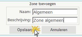 Zones: Kies in het menu van IdentySoft voor locaties submenu: Zones U ziet nu het volgende op uw scherm: Klik op dit icoon om een bestaande zone te bewerken Klik om dit icoon om een bestaande zone te