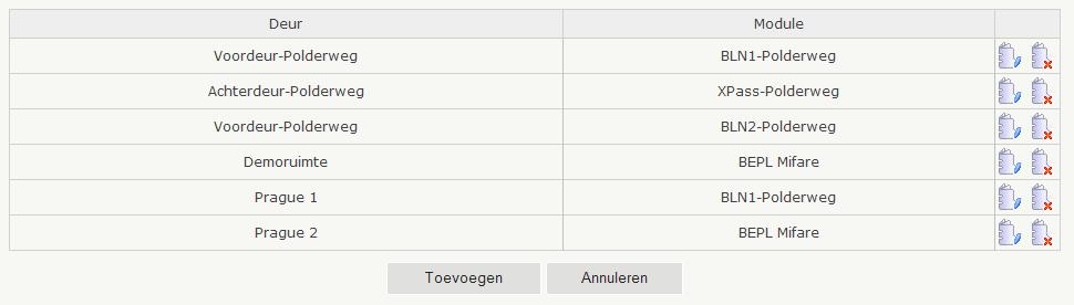 Deur-Modules: Kies in het menu van IdentySoft voor locaties en kies vervolgens voor het submenu Deur Modules.