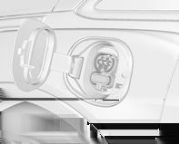 5. Sluit de autostekker van de oplaadkabel aan op de oplaadaansluiting op de auto. Controleer op de lamp oplaadstatus bovenop het instrumentenpaneel brandt en of er een geluidssignaal te horen is.
