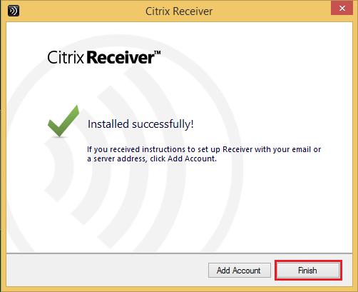 Geef vervolgens toestemming ( Allow ) aan de Citrix Receiver om de installatie te kunnen voltooien.
