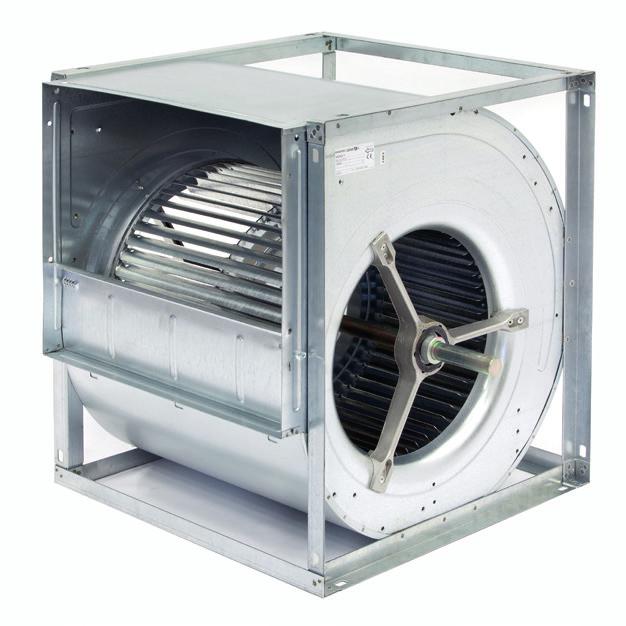 Ventilator: type RT/C Centrifugaal ventilator geschikt voor V-snaar aandrijving. Rondom ingeframed met gegalvaniseerd hoekprofiel. Frame dient ter versteviging bij grotere motorvermogens.