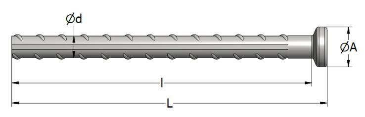 TKS-ANKER Het TKS-slotanker is gesmeed uit wapeningsstaal en is ontworpen voor een draagvermogen van 25kN tot 150kN. De TKS-Rod slotanker heeft een geribbelde staaf voor een goede verankering.