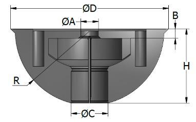 Er moet een holte in het beton zitten om de TH2-hijskoppeling aan het T-slotanker te koppelen. Deze holte is bolvormig en kan een halve bal of een klein kogelslot zijn.