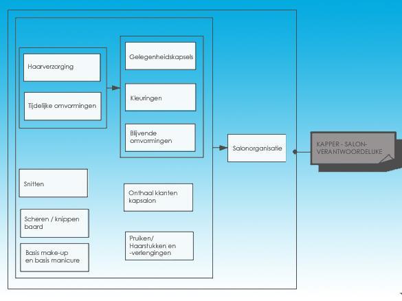 SECTOR: gezondheidszorg en welzijn in de MODULAIRE STRUCTUUR De opleiding Kapper-salonverantwoordelijke KERNTAKEN In de opleiding Kapper-salonverantwoordelijke leert men het verzorgen en opvolgen van