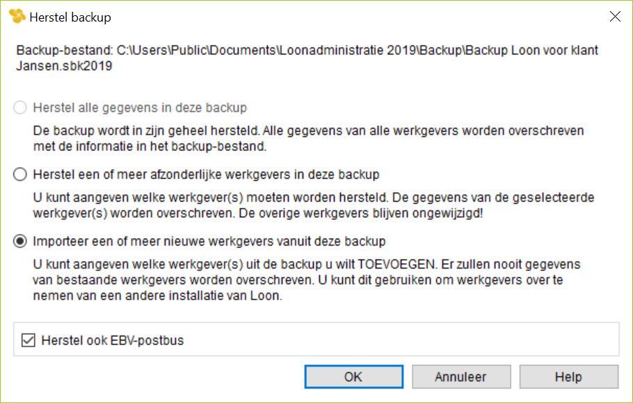 Stappenplan voor de klant Uw klant kan nu het back-up-bestand van u (het administratiekantoor) opslaan op de eigen pc.