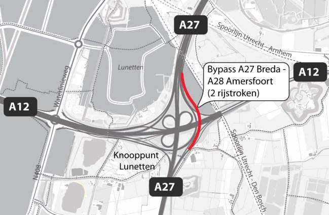 In dit deelgebied loopt de A27 door de Bak van Amelisweerd, de A27 kruist vervolgens de grote spoorviaducten van de spoorlijnen Utrecht - Arnhem en Utrecht - s Hertogenbosch, loopt langs de wijk