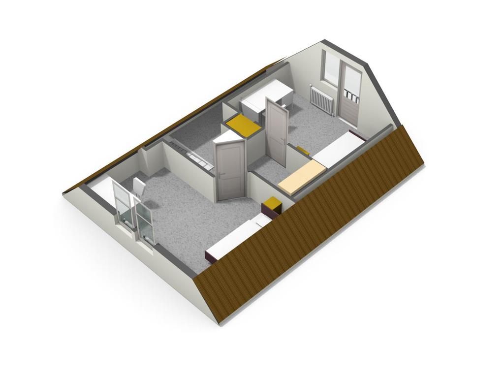 1e verdieping: overloop met vaste kasten, berg- en c.v.-ruimte, 2-tal slaapkamers waarvan 1 met vaste kast.