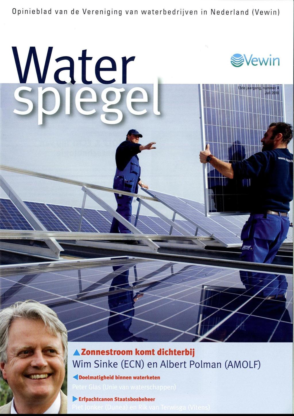 Opinieblad van de Vereniging van waterbedrijven in Nederland (Vewin) Water,Zonnestroom komt dichterbij