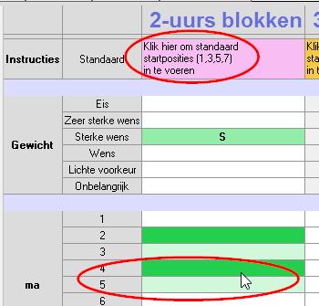 Open het tabje 'Blokstartposities' Klik de gewenste startlesuren van blokken aan 3. 4.