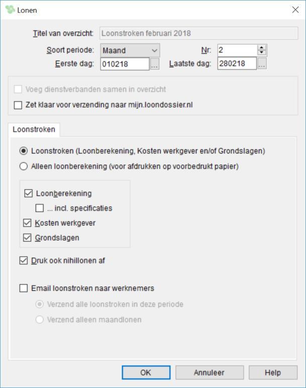 Links 2018, rechts 2017: Afbeelding: Overzicht 'Loonstroken', 2018 versus 2017 In Loon 2017 moest u nog de 'Bijzondere beloning(en)' apart aanvinken voor de A- en B-stroken.