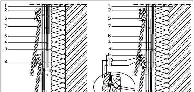 7 Horizontaal gepotdekseld met geaccentueerde schaduwlijn CEDRAL LAP worden op gepotdekselde (of overlappende of schubvormige) wijze horizontaal bevestigd op verticale houten draaglatten.