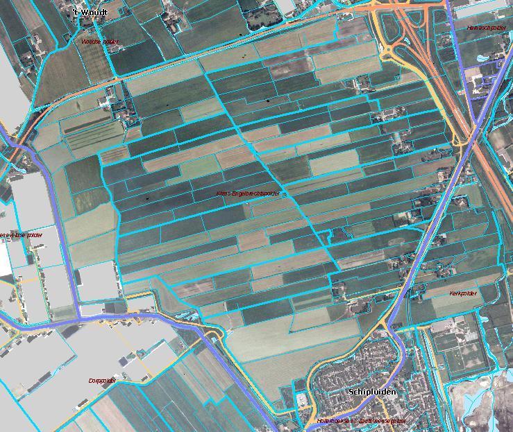 2 Huidige situatie 2.1 De huidige situatie De Klaas Engelbrechtspolder bestaat in hoofdzaak uit een viertal peilgebieden, waarbinnen een aantal op- en onderbemalingen aanwezig zijn (zie fig 1).