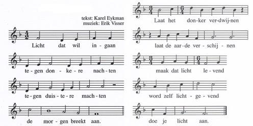 Orde van de dienst. orgelspel Johann Sebastian Bach, Fantasie in c. luiden van de klokken. stilte. aansteken van de kaars. de gemeente gaat staan. Lichtlied doe je licht aan.