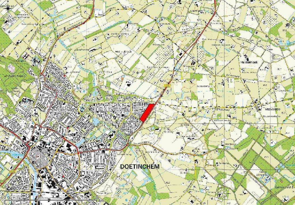 BIJLAGE 1 Kaart plangebied Caenstraat te Doetinchem. Figuur 1: Topografische ligging van de plangebied Caenstraat te Doetinchem.