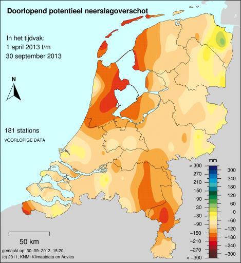 3 Klimaat(verandering) 3.1 Inleiding In dit hoofdstuk aandacht voor het huidige klimaat, en watertekort, en de verwachte ontwikkelingen voor het gebied in de toekomst. 3.2 Neerslagtekort Het neerslagtekort in Nederland varieert van gebied tot gebied (Figuur 6).