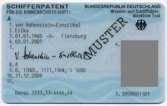 Duits model : Schipperspatent voor de