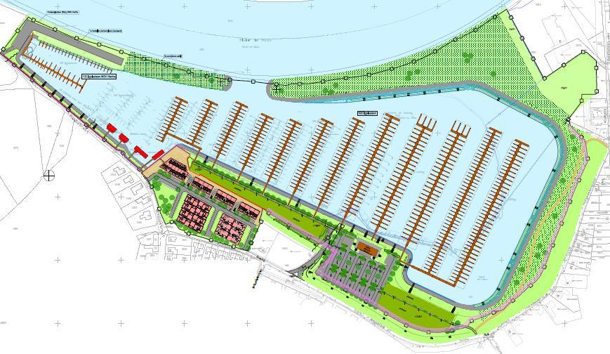 De navolgende afbeelding toont het inrichtingsplan zoals dit voor jachthaven De Rosslag is ontwikkeld.