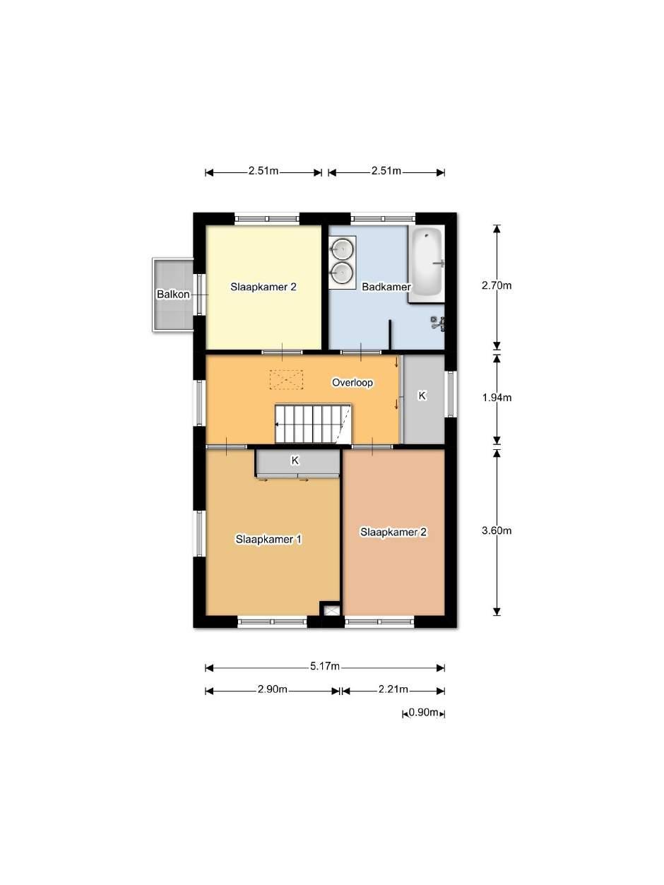 Plattegrond (verdieping) Molenstraat 32 te Borger,