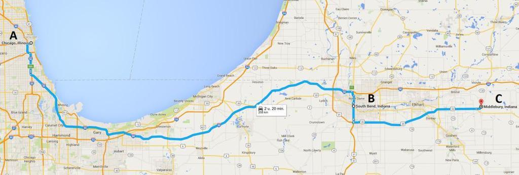 HOE KOM IK BIJ DE FABRIEK IN MIDDLEBURY? A: Chicago B: South Bend C: Middlebury (Goed om te weten: Middlebury (Indiana) is gelegen in een andere tijdzone dan Chicago.