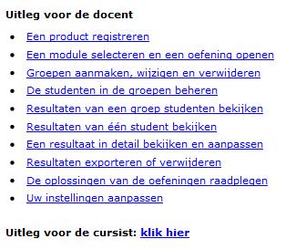 de docent, en daaronder ook een link