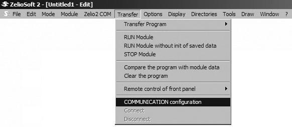 M Transferen van het programma naar de ZelioLogic u I OFF ON + + - -