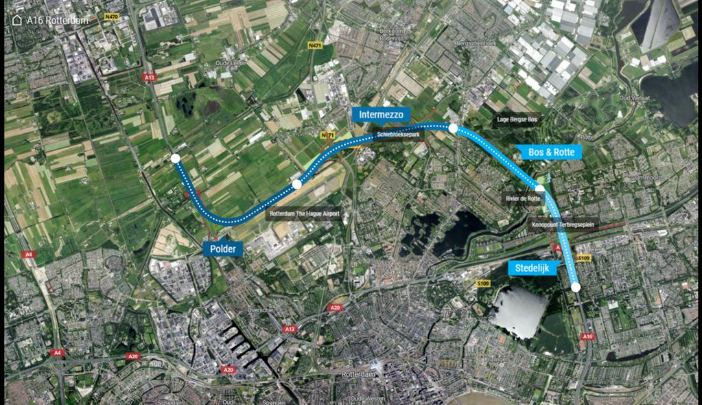 Nieuwe rijksweg tussen A13 & A16 Rijkswaterstaat legt een nieuwe snelweg aan tussen de A13 bij Rotterdam The Hague Airport en de A16/A20 bij het Terbregseplein.