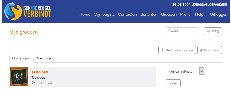 groepen op de Homepagina van de website.