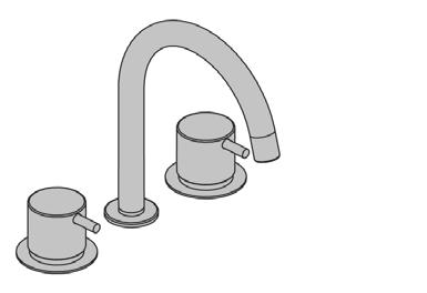 mousseur, sprong 100 mm. Incl. aansluitset (fl exibele slangen). Aansluiting: ½". Kraangat, kranen: 30 mm. Kraangat, uitloop: 22 mm. 839,00 955,00 1.