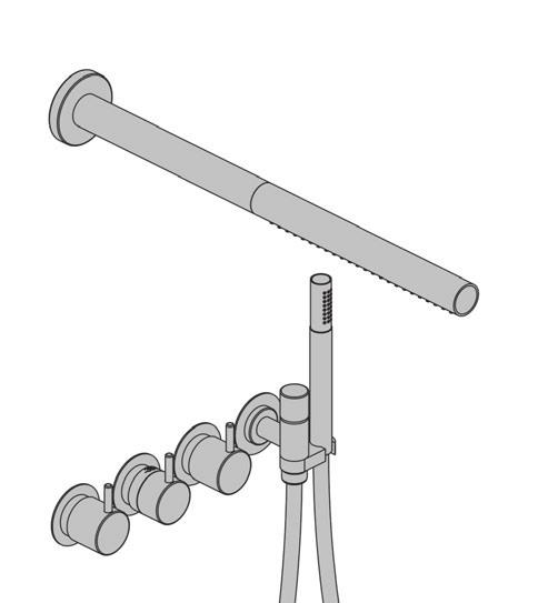 Inbouw douchethermostaatkranen 5471R-081 Inbouwthermostaatkraan met 2-weg omstel, naar handdouche met houder en hoofddouche, wandmontage. 2.296,00 2.530,00 2.