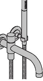 Monoknop inbouw badmengkranen 2441DT8-051A Monoknop inbouw badmengkraan met 2-weg omstel, naar draaibare baduitloop 200 mm met omstel, handdouche met houder en regendouche, plafondmontage. 3.232,00 3.