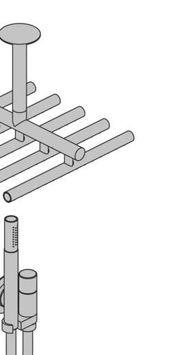 5474RAP = Bedieningsknop NR51, thermostaatknop NR52, omstelknop NR64G, handdouche en houder 070R, 4-gats afdekplaat 60 x 309 mm 5004B. 1.