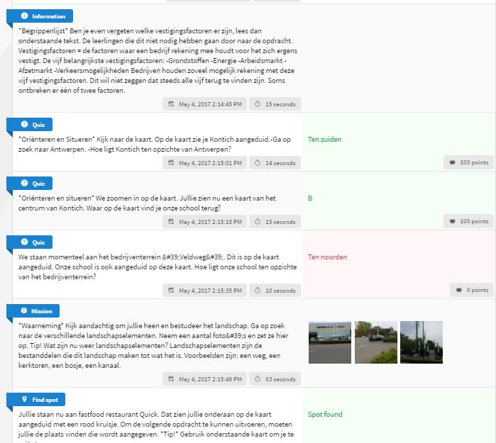 Bekijk de individuele resultaten van de leerlingen/teams in detail.