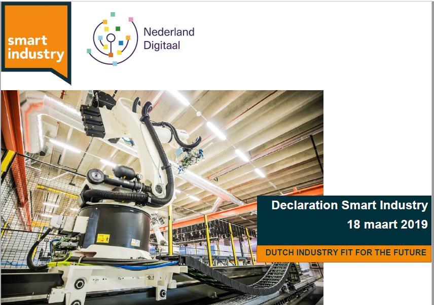 Declaration als bouwsteen voor NDS en oproep: toepassing van Smart Industry- oplossingen breed