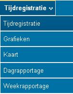 Menu Tijdregistratie In dit menu kan de gebruiker de eigen tijdregistratie regels bekijken of wijzigen of verwijderen maar ook regels toevoegen.