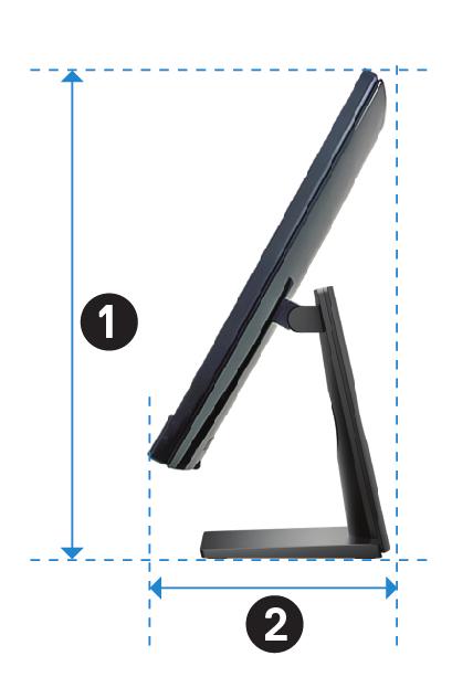 301,97 mm (11,89 inch) 267,48 mm (10,53 inch) 548,84 mm (21,61 inch) Systeemafmetingen (voetstuk) Tabel 4.