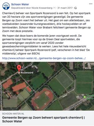 Figuur 17: Voorbeelden berichten op de Schoon Water facebook-pagina Knipselkrant Het project Schoon Water voor Brabant is ook in 2017 veelvuldig in de schriftelijke pers geweest (zie