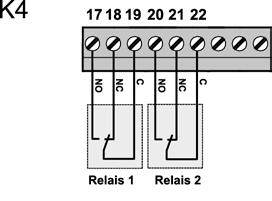 Montagehandleiding 7.5 Aansluiting van de signaaluitgangen Aansluiting van de signaaluitgangen, klem 4 Het relais 1 (VZ) geeft de indicatie van de deurtoestanden ontgrendeld of vergrendeld aan.