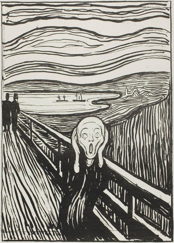 Munch zei over schaduw: Als ik in het maanlicht ga wandelen, schrik ik van mijn eigen schaduw. In de spiegel zie ik mijn eigen gezicht, een spookgezicht.