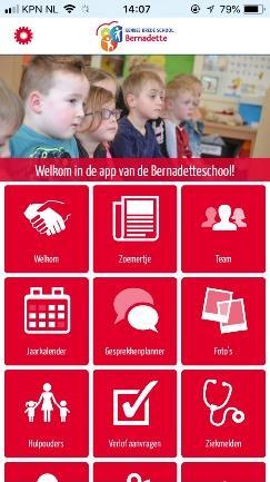 Basisschool app De Bernadette app is ook weer up-to-date! De app is te vinden in de Appstore of Google Playstore door te zoeken naar Basisschool App.