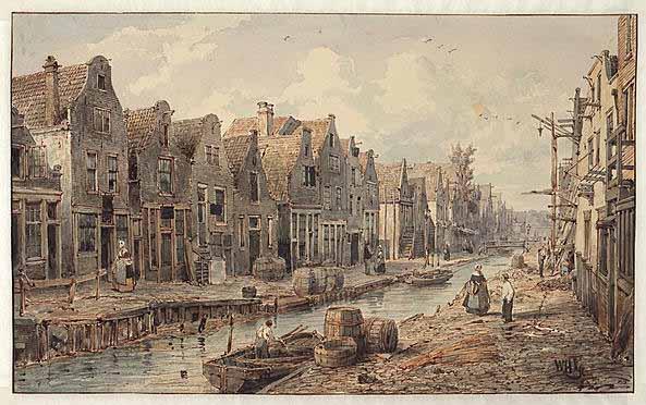 Open riool in Amsterdam, Goudsbloemgracht ±1853 De Goudsbloemgracht werd om hygiënische