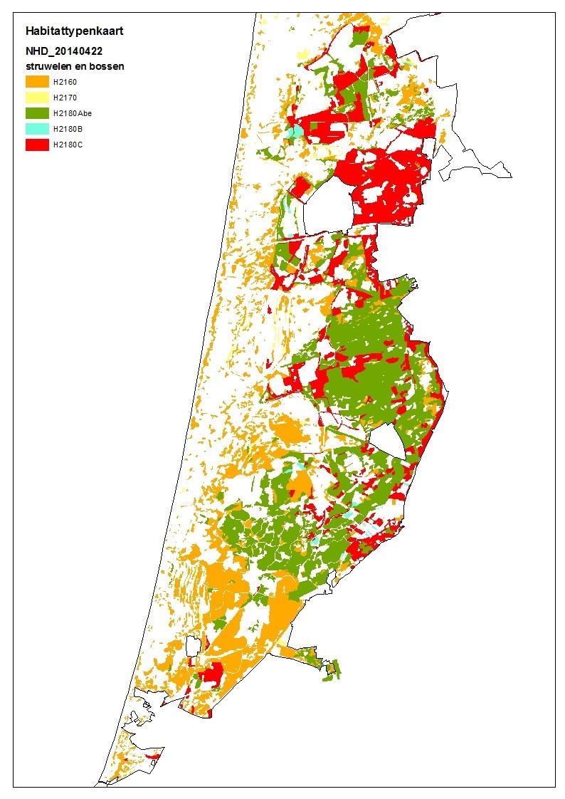 Figuur 2-4: Verspreiding van habitattypen in Noordhollands
