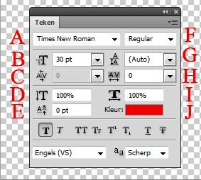 In het panel teken, (als je dat niet ziet ga je naar venster, teken) kun je vervolgens een aantal aanpassingen doen, een ander lettertype, een andere grootte, schuin of vet.