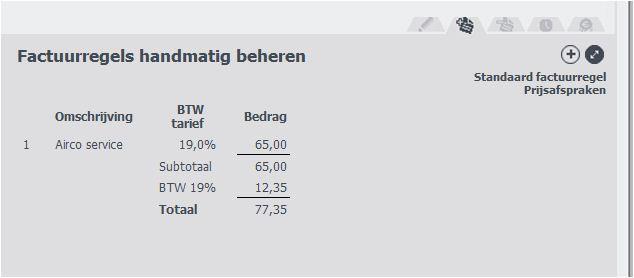 tuurkwadrant en klikt u op standaard factuurregel. Er opent een nieuw window waar uw ingevoerde prijsafspraken zichtbaar zijn. U kunt hier een of meerdere regels aanvinken en vervolgens op OK klikken.