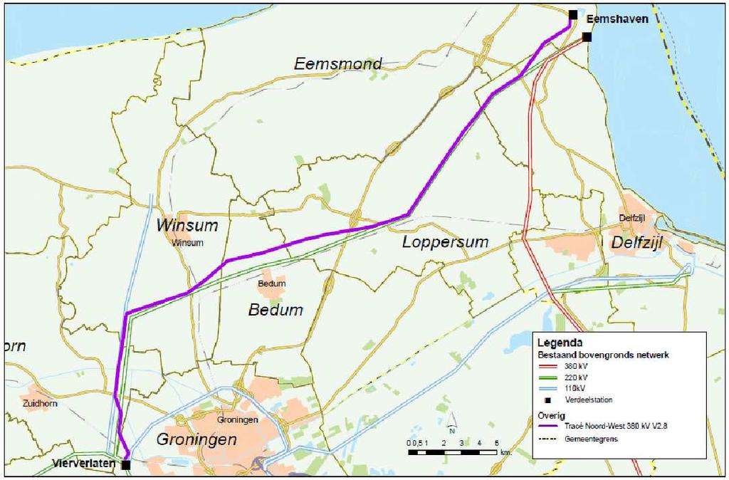 3 Project "Noord- West 380 kv Eemshaven Oudeschip-Vierverlaten". Het hoogspanningsnet van TenneT moet op diverse plekken in Nederland worden aangepast.