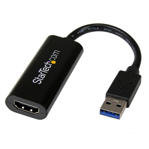 Slanke USB 3.0 naar HDMI externe videokaartadapter voor meerdere schermen 1920x1200 / 1080p Product ID: USB32HDES De USB32HDES slanke USB 3.0-naar-HDMI-adapter verandert een USB 3.