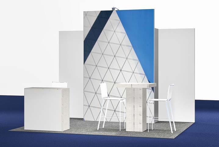 PARTNERPAKKETTEN Building Holland 2019 BRONS ZILVER All-in stand (12m² - 4 x 3): Houten standbouw met gepersonaliseerde achterwand.